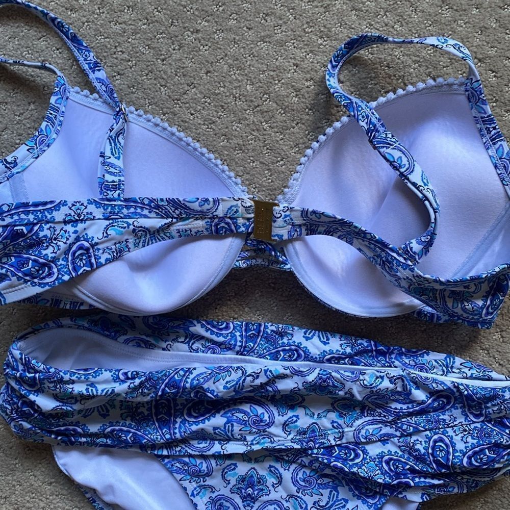 Bleu by Rod Beattie Paisley Bikini Set – High Waisted – Molded Cup Top – Size 12 - Picture 4 of 6